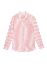 LINEN WOVEN TOP - PINK AND WHITE STRIPE